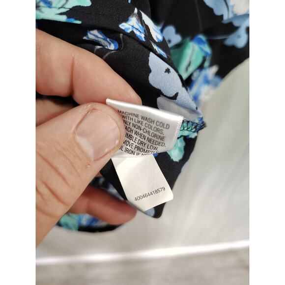 Women's Dark Floral Fairy Peasant Top Size M Pockets Festival Casual Office - Picture 6 of 8